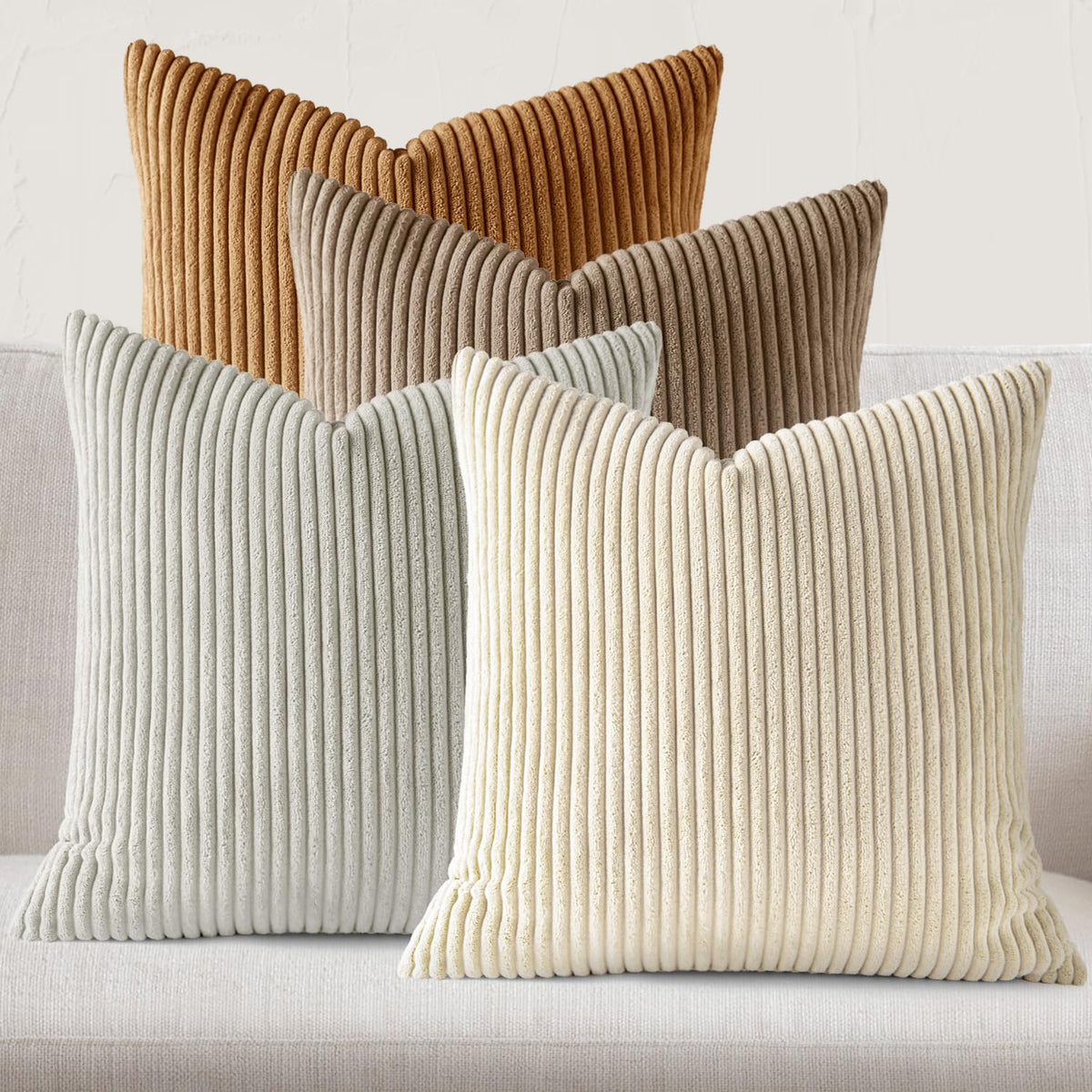 JEYDER Soft Corduroy Throw Pillow Covers 18x18 Fall Green Boho Accent Decor