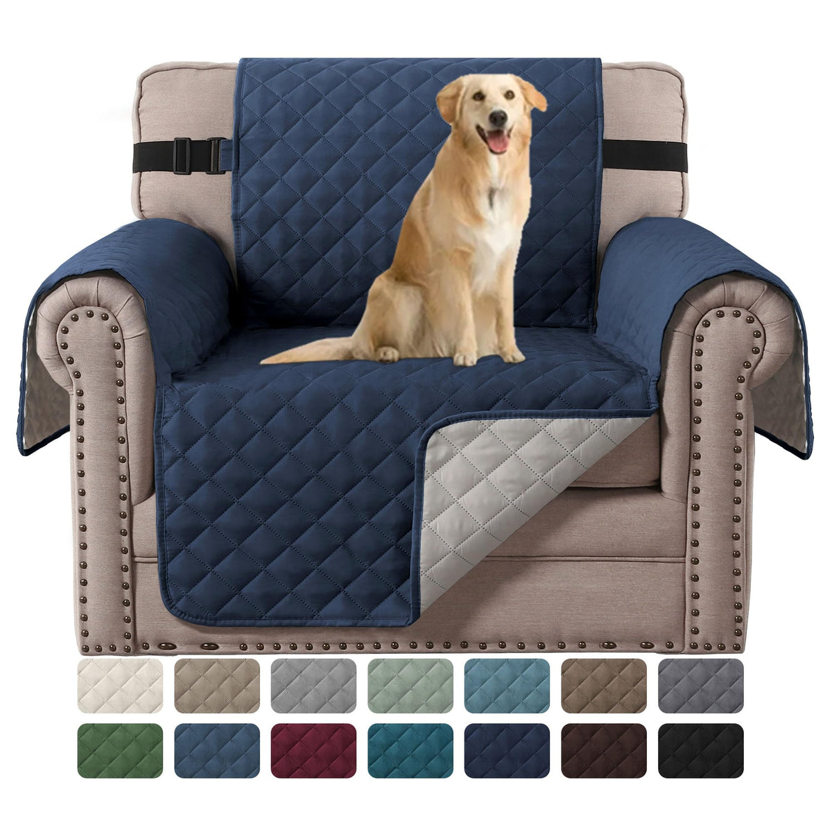 H.VERSAILTEX Reversible Couch Cover for 3 Cushion Cover Pet Friendly Sofa Cover for Dog Washable Furniture Protector Water Resistant Slipcover with Non Slip Elastic Strap(Sofa, Ivory/Beige)
