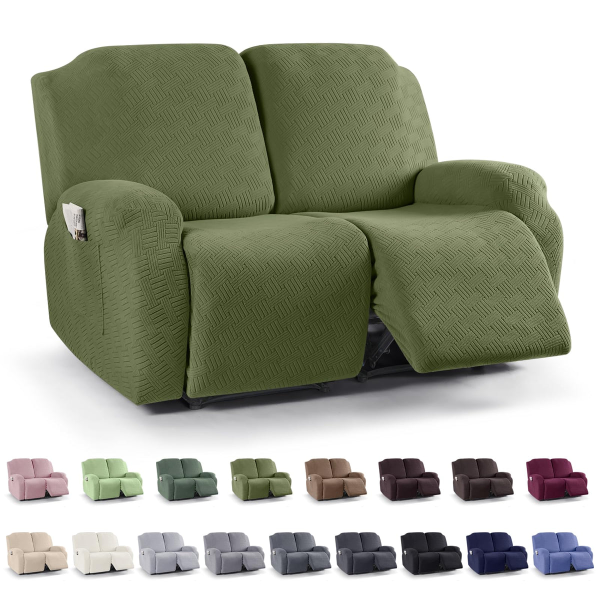 KinCam Recliner Sofa Covers, Stretch Reclining Cover, Dark Gray