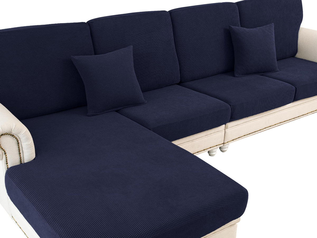 LA MEACK Couch Cushion Covers Seat Cushion Cover Stretch Couch Cover Separate Sectional Sofa Slipcovers Furniture Protector(3 Pieces for Seat or Sofa Backrest, Dark Grey)