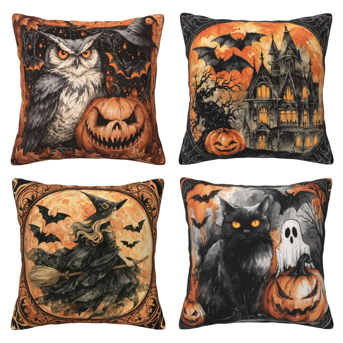 Abstract Art Throw Pillow Covers 18 X 18 Inch Set of 4 Decorative Cushion Cover Home Decor for Sofa Chair Couch Bedroom Living Room