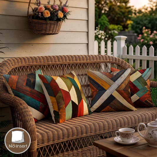 OBSEDE Retro Wood Grain Geometric Throw Pillow Covers 18 x 18 Inch Set of 4