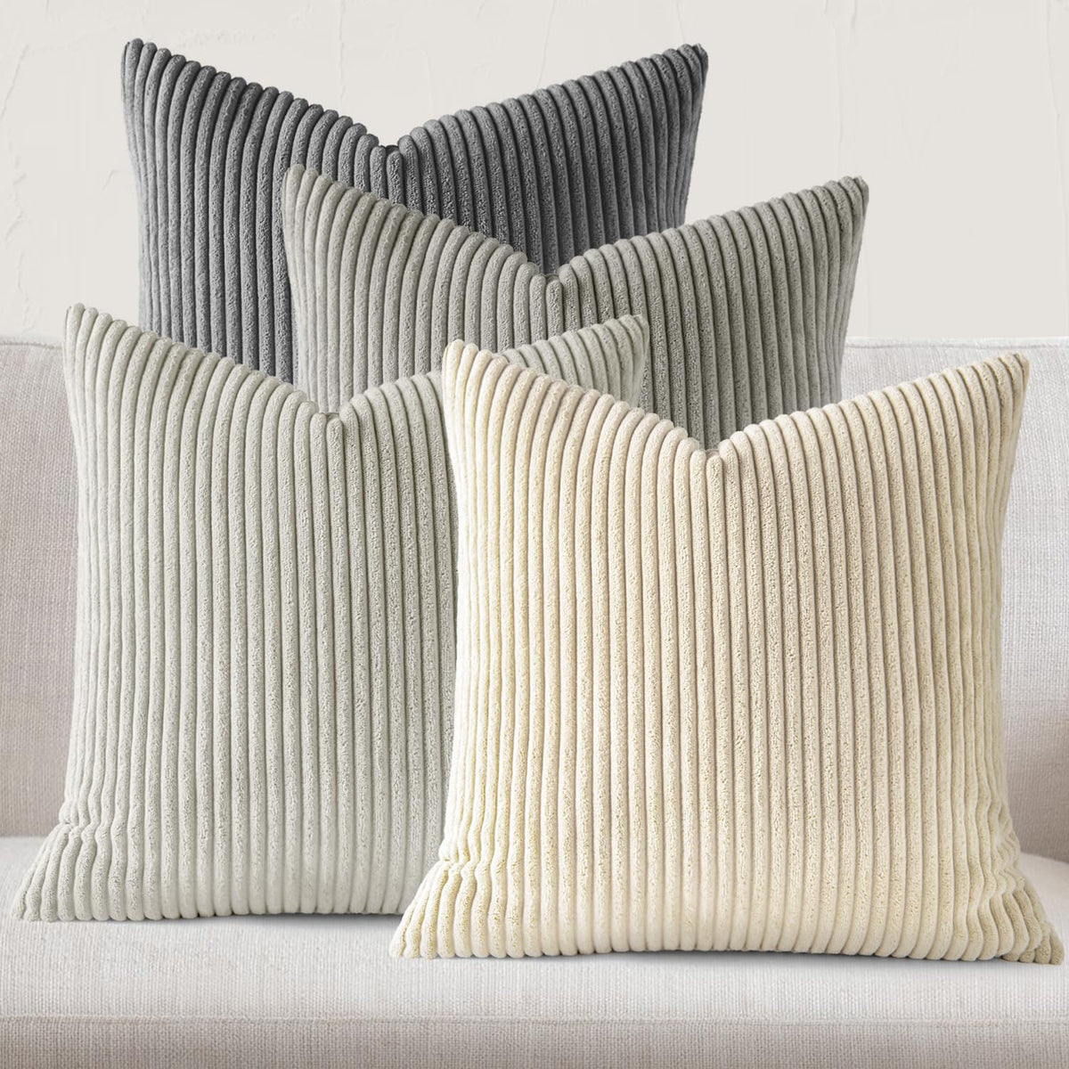 JEYDER Soft Corduroy Throw Pillow Covers 18x18 Fall Green Boho Accent Decor