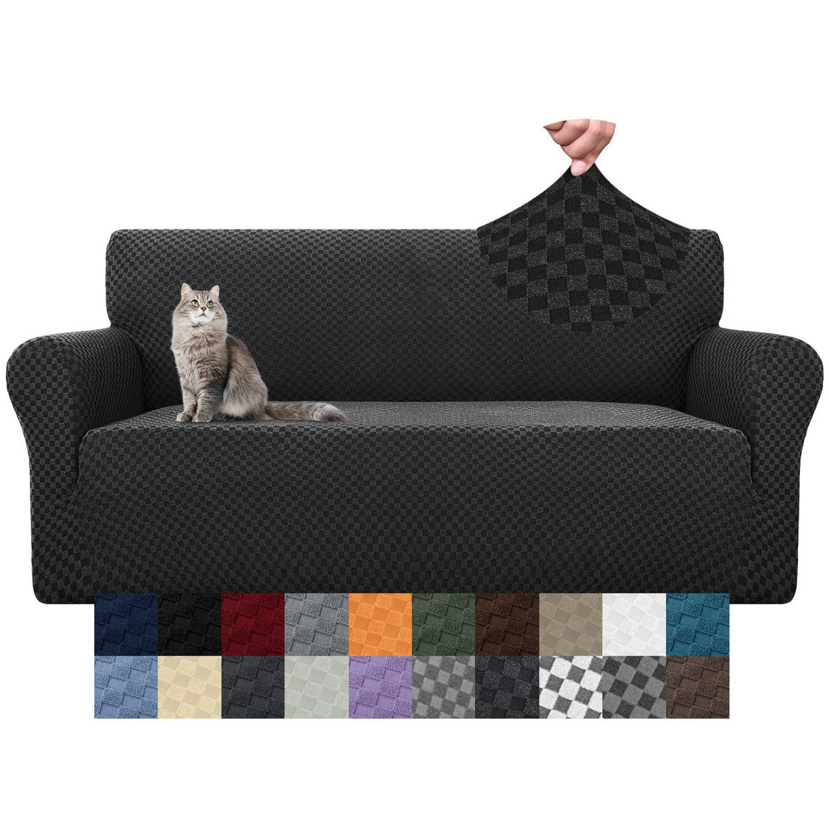 YEMYHOM Couch Cover Latest Jacquard Design High Stretch Sofa Covers for 3 Cushion Couch, Pet Dog Cat Proof Slipcover Non Slip Magic Elastic Furniture Protector (Sofa, Light Gray)