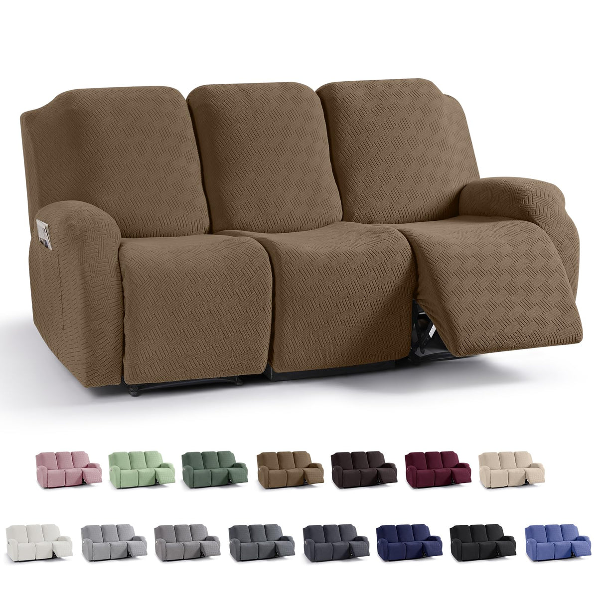 KinCam Recliner Sofa Covers, Stretch Reclining Cover, Dark Gray