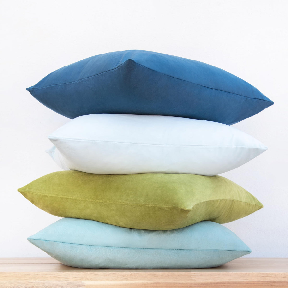 MONDAY MOOSE Decorative Throw Pillow Covers Cushion Cases, Set of 4 Soft Velvet Modern Designs, Mix and Match for Home Decor, Pillow Inserts Not Included (18x18 inch, Orange/Teal)