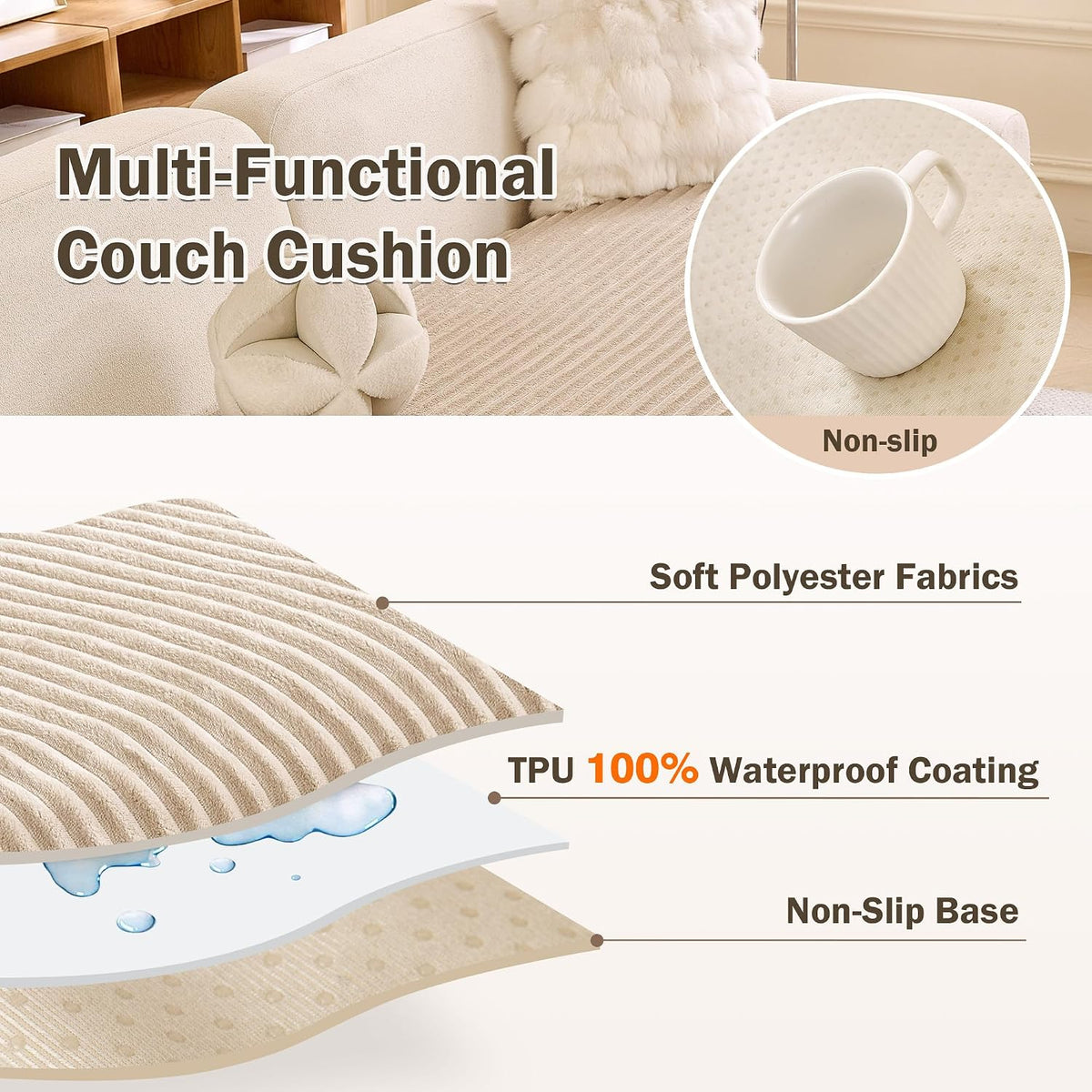 MEETSKY Waterproof Couch Cover for Sofa, Non Slip Washable Sofa Protector