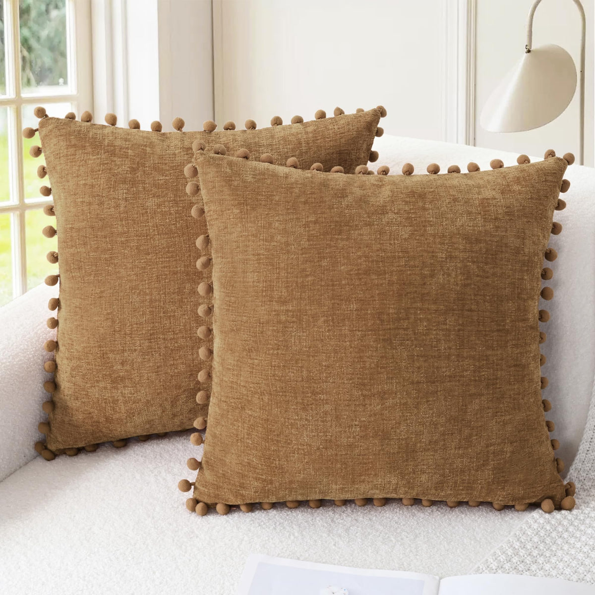 CaliTime Decorative Couch Throw Pillow Covers 20 X 12 Inches Apricot Brown