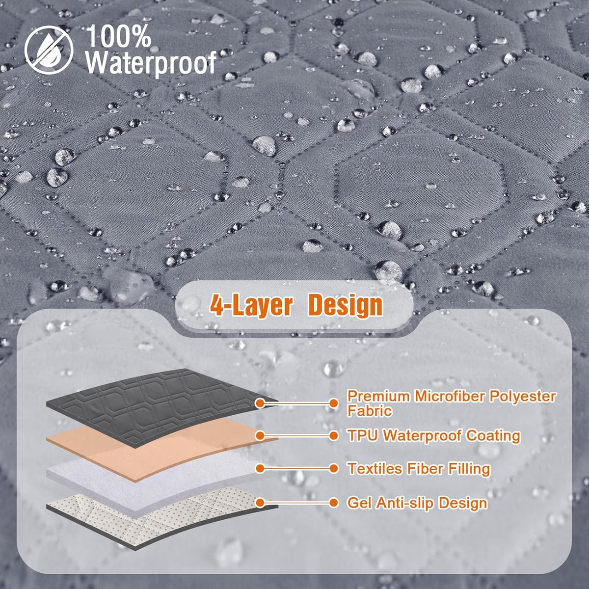 VANSOFY Waterproof Couch Cover for Pets, Dark Gray, 67.3"