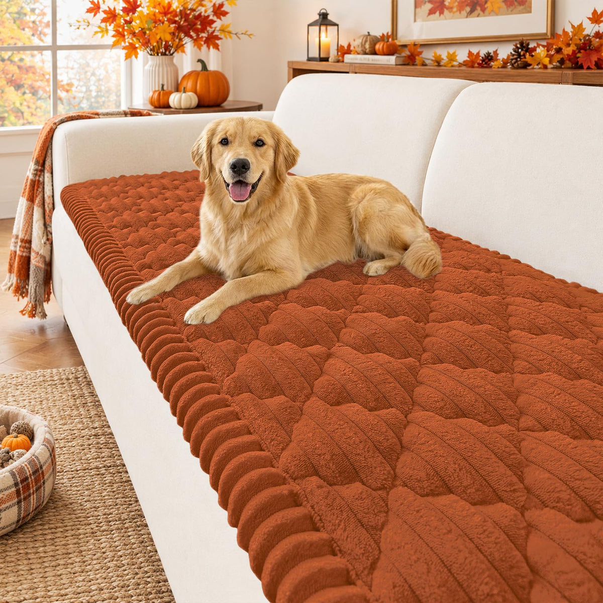 Smiry Couch Cover for Dogs Washable, Non Slip Fuzzy Pet Sofa Protector