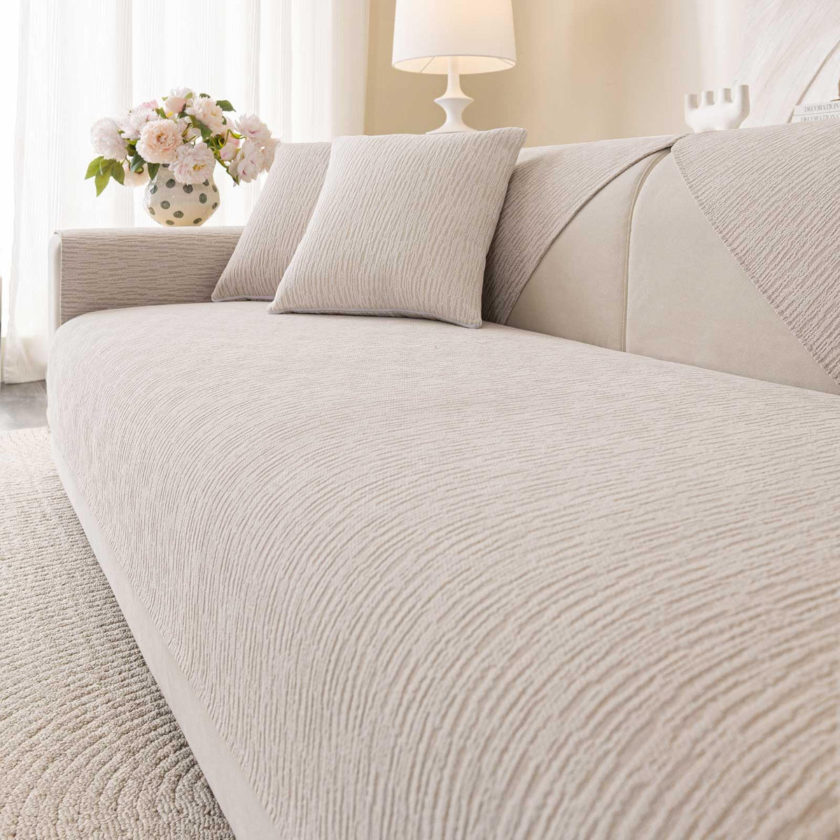 Soft Waterproof Chenille Cover Washable, Non Slip Sectional Sofa Covers for 3 Cushion Couch Sofa L Sharped Sofa Slipcover for Pets, Furniture Protector (1 PCS 36"x82" White)