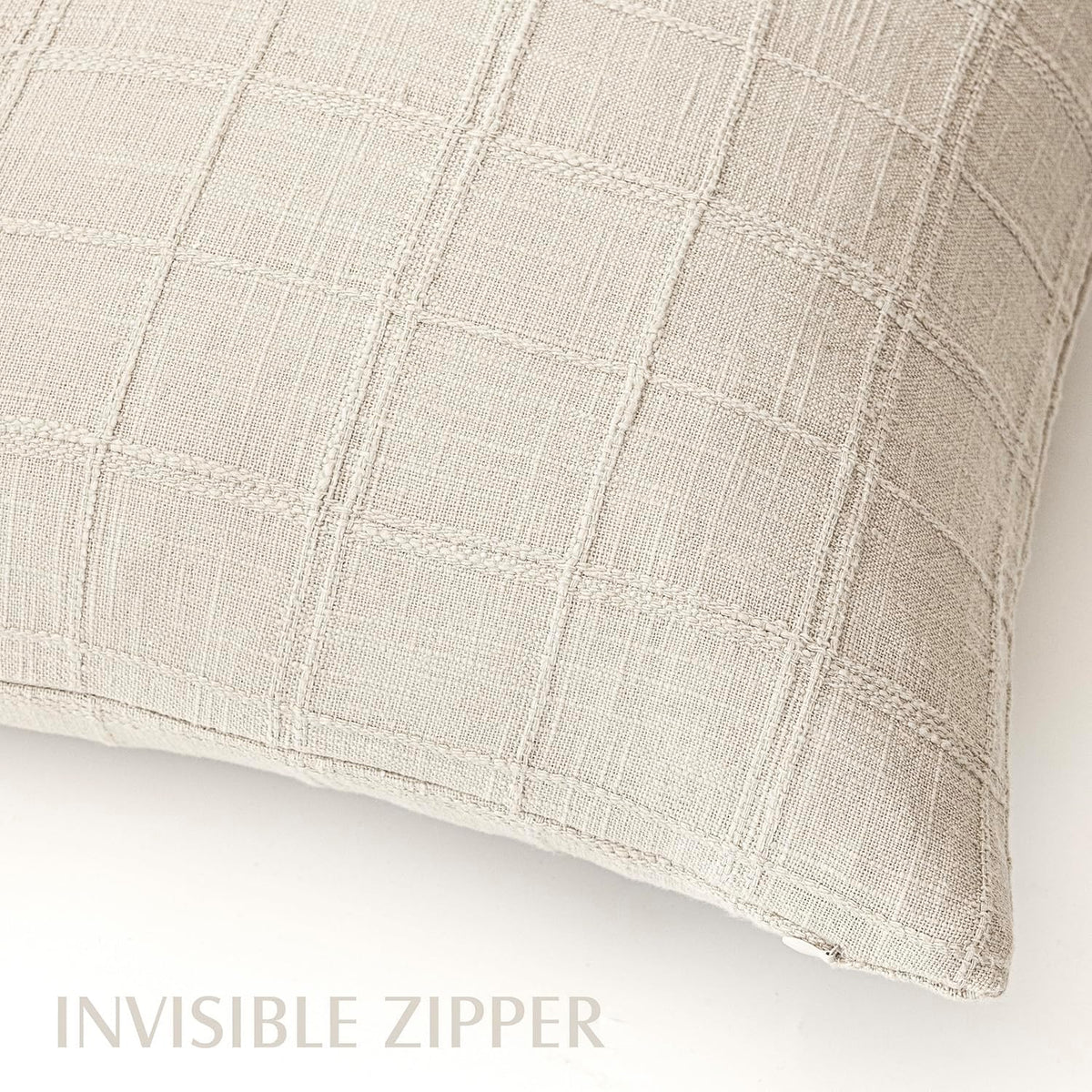 Foindtower Linen Check Decorative Throw Pillow Covers 18×18 Natural Beige