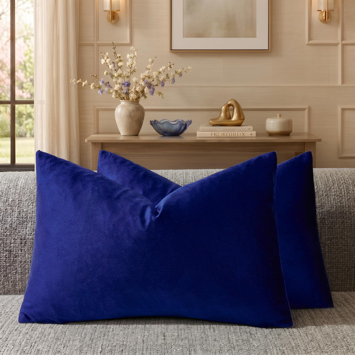 GIGIZAZA Gold Velvet Pillow Covers 18x18 Decorative Pillows Pack of 2