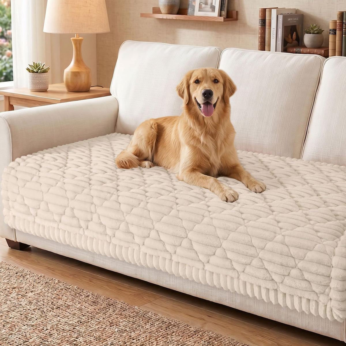 Smiry Couch Cover for Dogs Washable, Non Slip Fuzzy Pet Sofa Protector