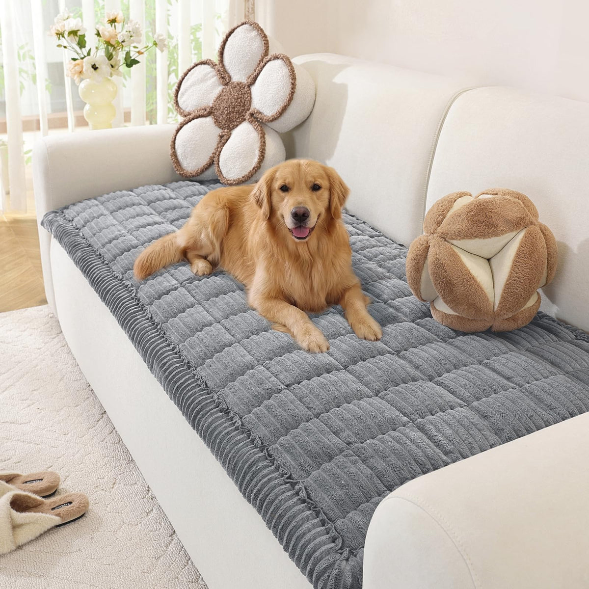 OstepDecor Couch Cover for Dogs, Washable Non Slip Sofa Cover for Pets