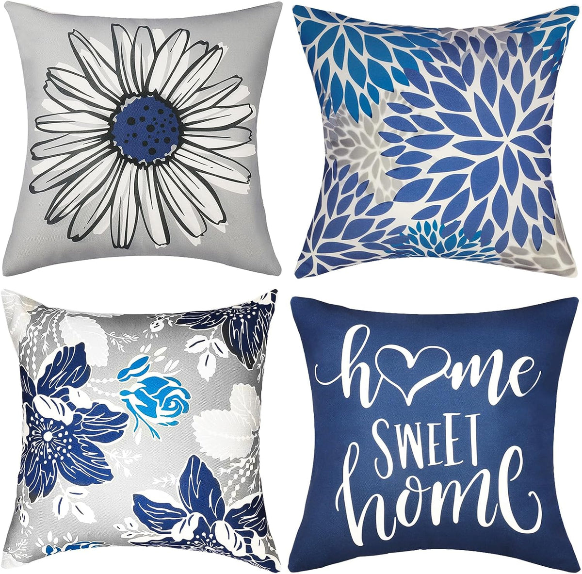 Decorative Boho Farmhouse Throw Pillow Covers 18x18 inch Set of 4