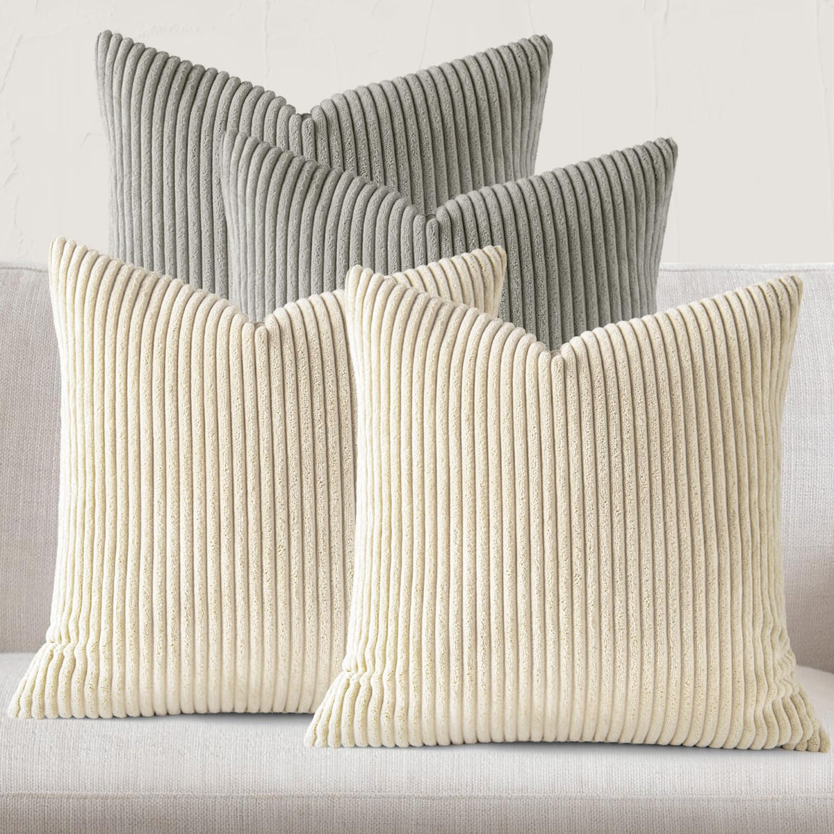 JEYDER Soft Corduroy Throw Pillow Covers 18x18 Fall Green Boho Accent Decor