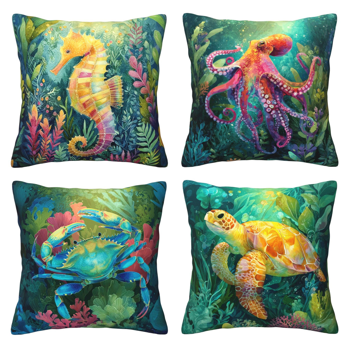 Abstract Art Throw Pillow Covers 18 X 18 Inch Set of 4 Decorative Cushion Cover Home Decor for Sofa Chair Couch Bedroom Living Room