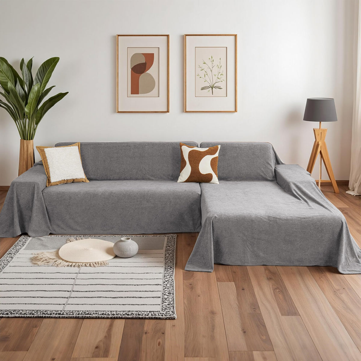 MYSKY HOME Sectional Couch Cover for Dogs, 2 Pieces Couch Covers for L Shape Sofa, Sofa Cover Washable, Furniture Protector Chaise Lounge Cover for 2-3 Cushion Couch (71"x118"+71"x118", Black)