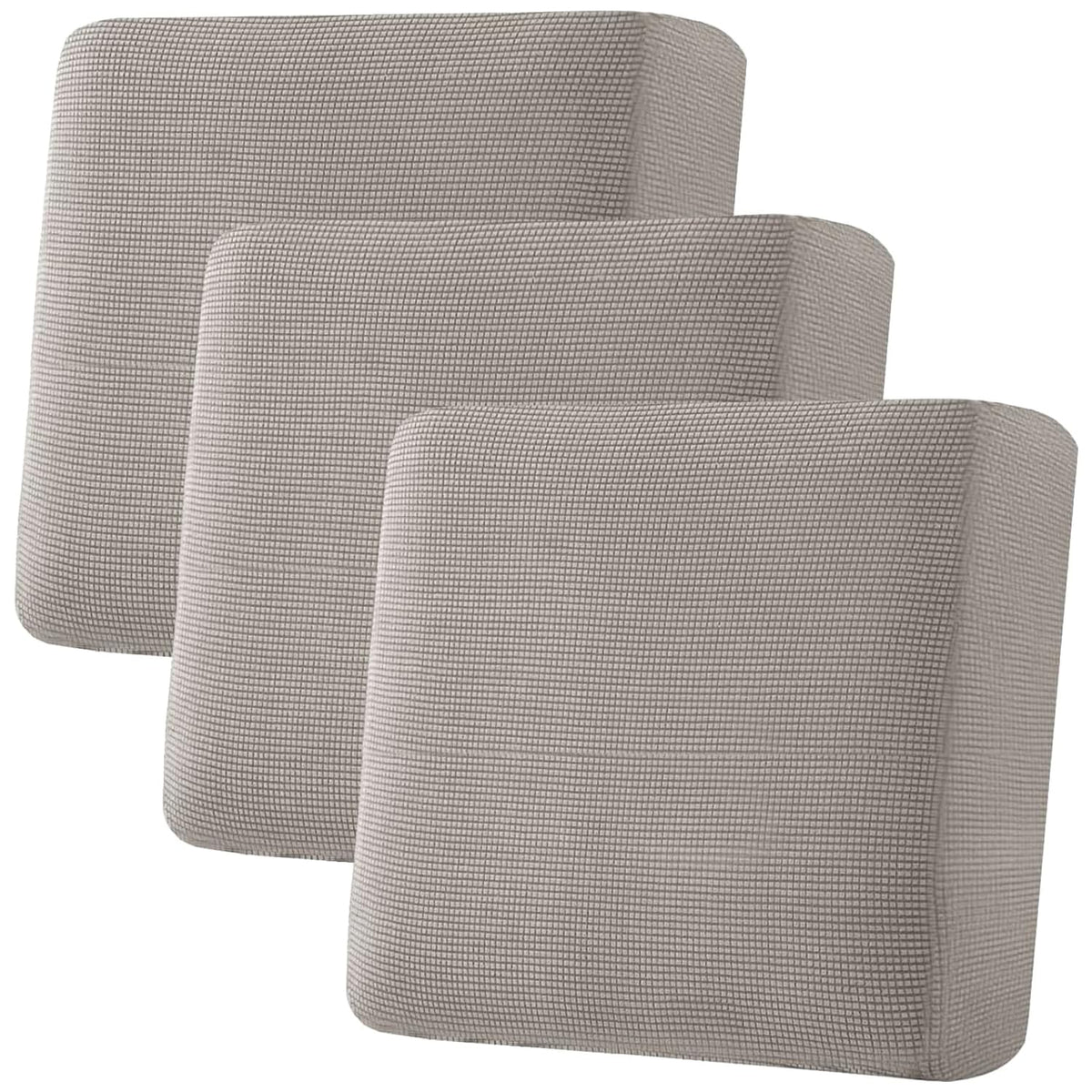 H.VERSAILTEX Super Stretch Individual Seat Cushion/Couch Slipcover Sets Thick Jacquard Textured Twill Fabric (3 Piece Sofa Covers, Sand)