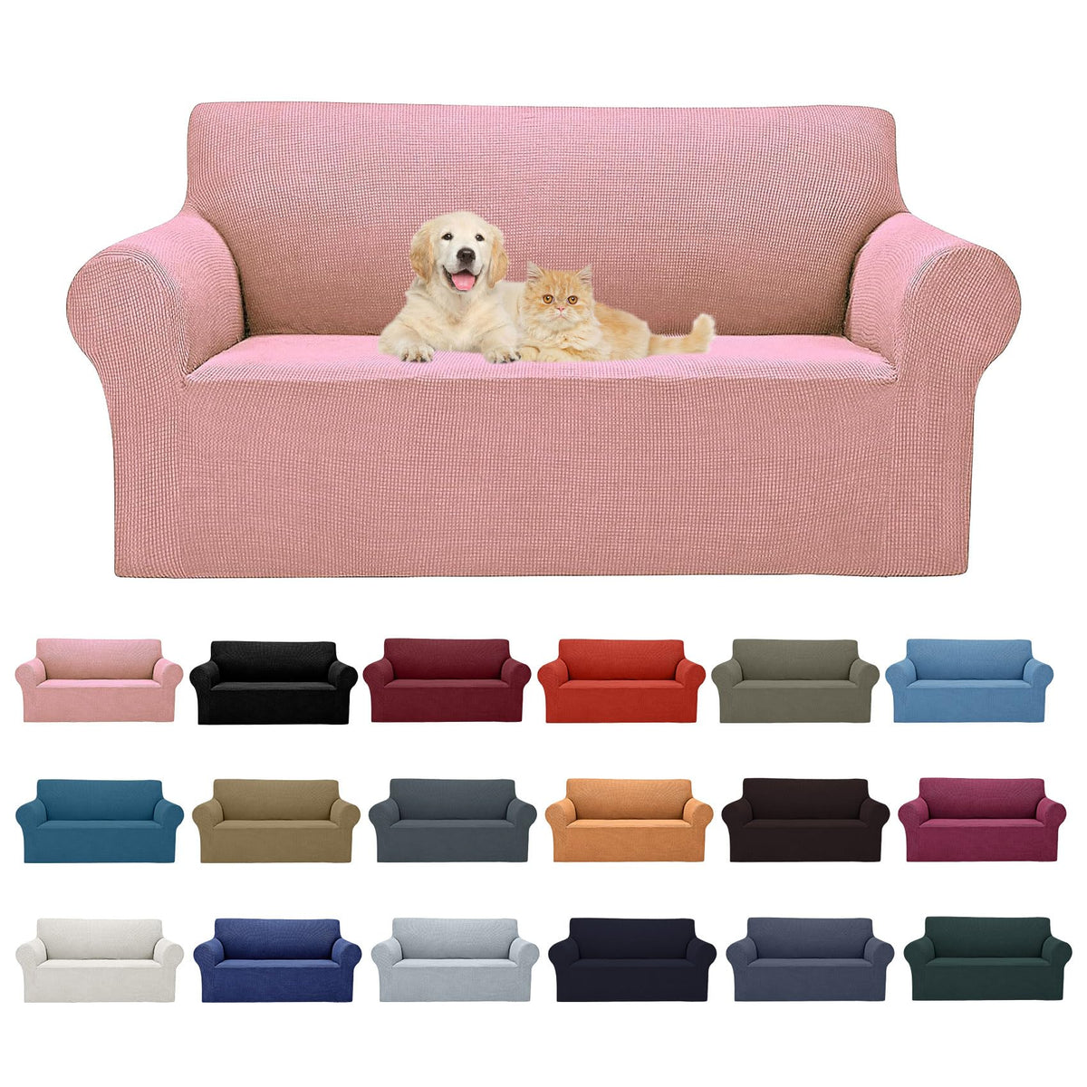Cupuamon 2026 New Stretch Sofa Slipcovers Couch Cover for 3 Cushion Furniture Protector Sofa Covers with Elastic Bottom Jacquard Fabric Small Checks for Pets, Kids -Sofa, Black