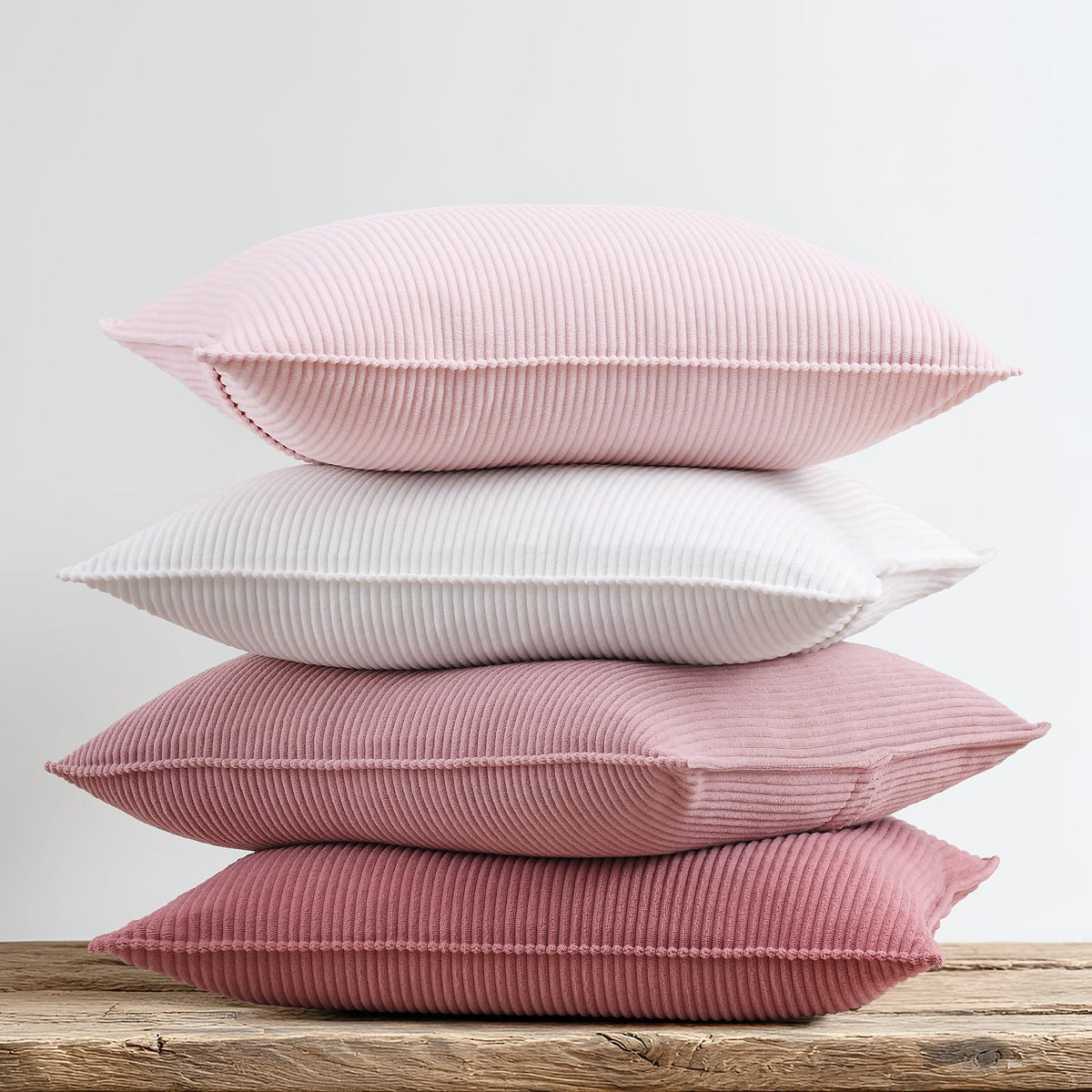 Pack of 4 Throw Pillow Covers Corduroy 18x18 Inch,Maillard Tones