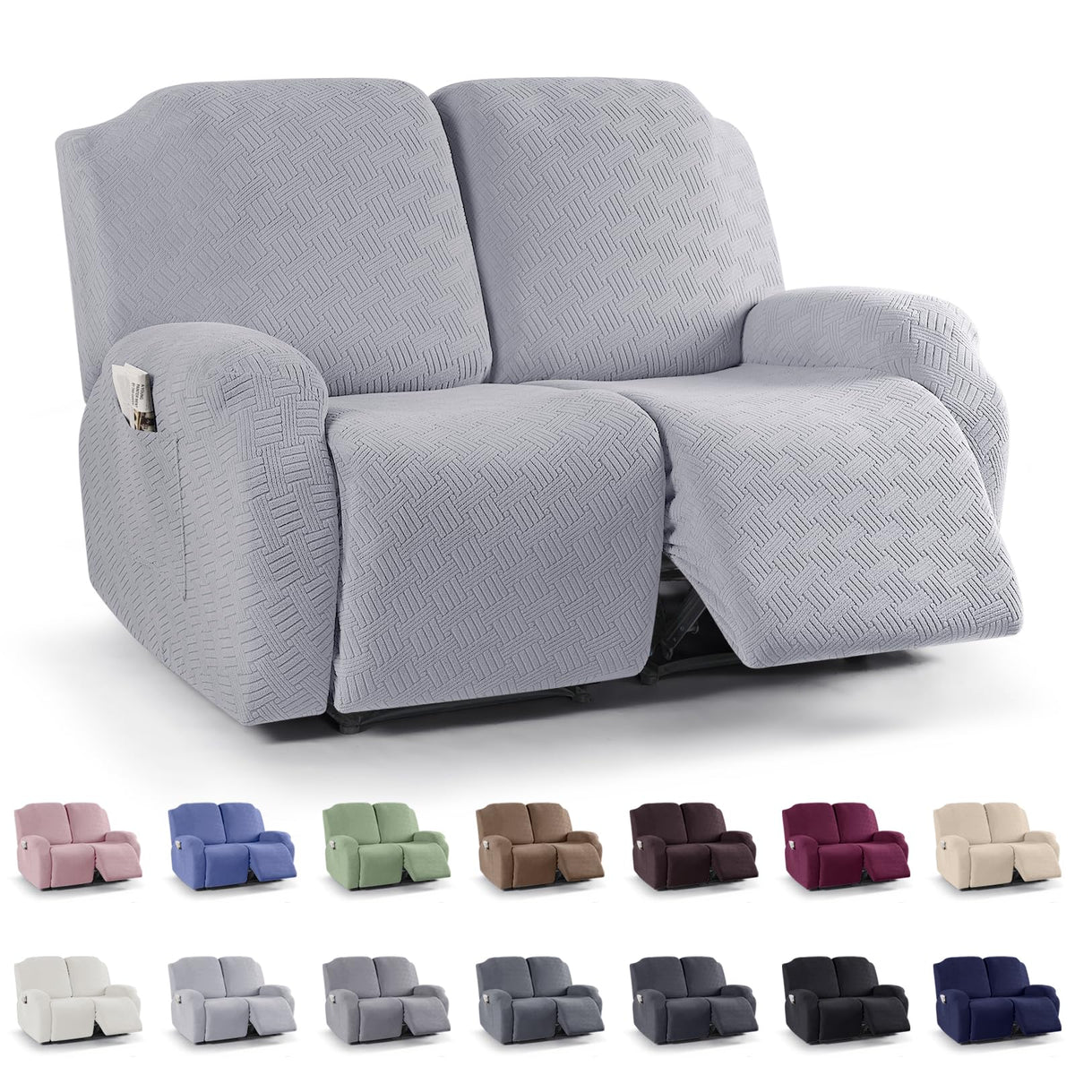KinCam Recliner Sofa Covers, Stretch Reclining Cover, Dark Gray