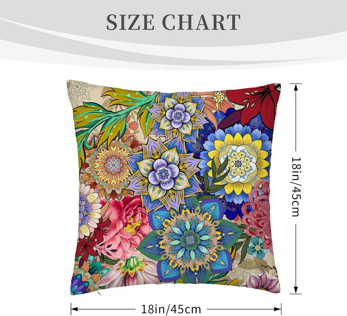Boho Floral Throw Pillows Covers 18x18 in Colorful Flower Set of 4