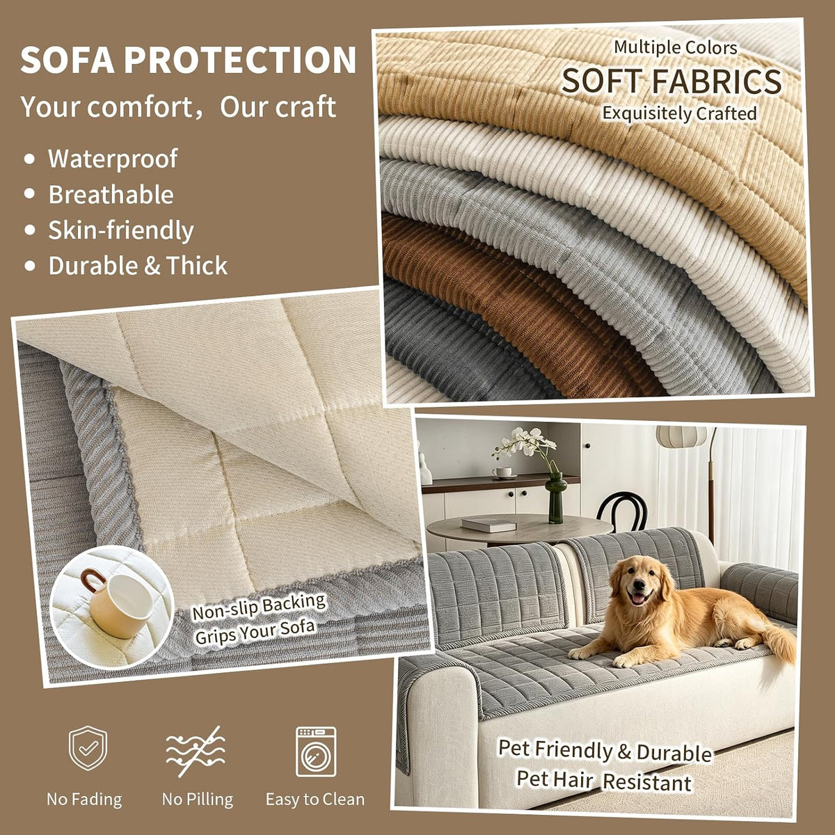 Waterproof Couch Covers for Sofa, Non Slip Dog Couch Cover Washable