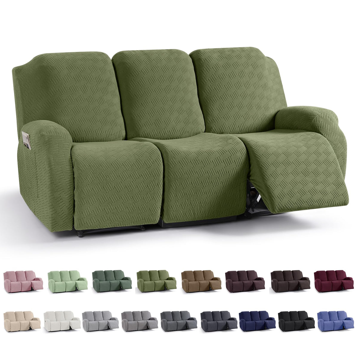 KinCam Recliner Sofa Covers, Stretch Reclining Cover, Dark Gray