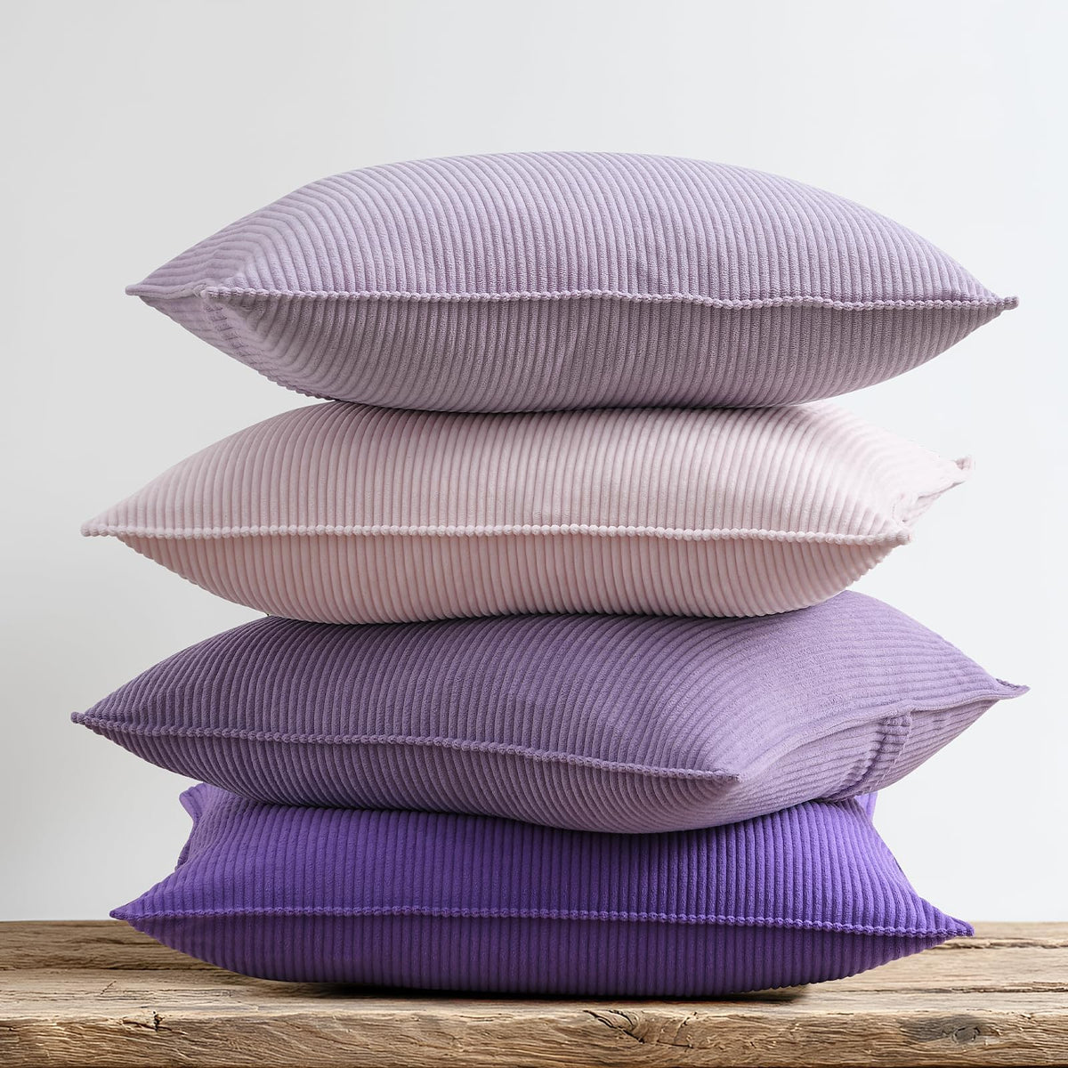 Pack of 4 Throw Pillow Covers Corduroy 18x18 Inch,Maillard Tones