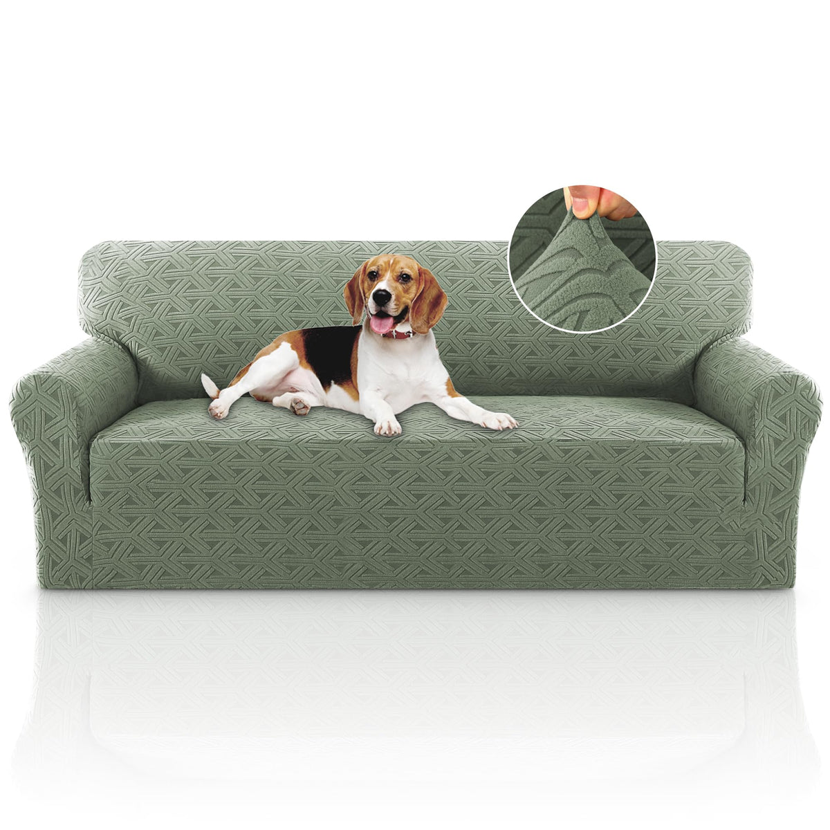 PrinceDeco Stretch Loveseat Sofa Cover Slipcover Couch Cover for 2 Cushion Sofa Washable Sofa Cover for Pets Friendly Furniture Protector Covers with Non Slip Bottom(Loveseat, Brown)
