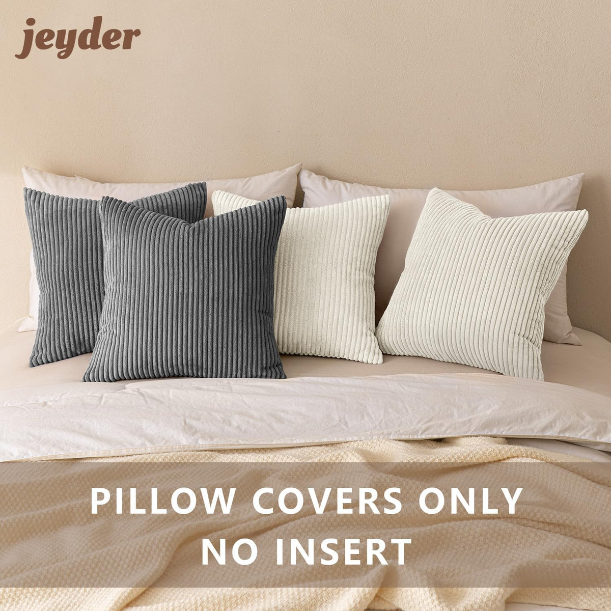 JEYDER Soft Corduroy Throw Pillow Covers 18x18 Fall Green Boho Accent Decor