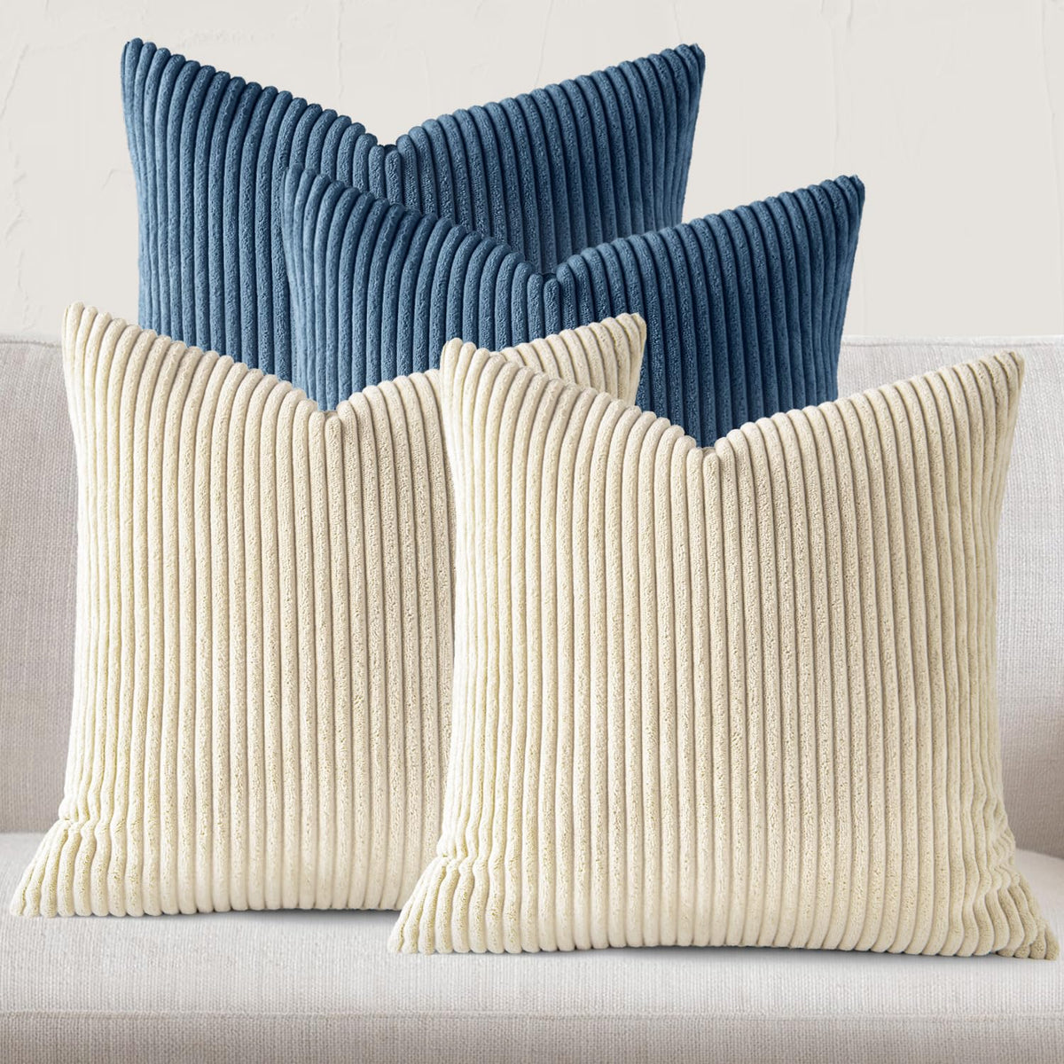 JEYDER Soft Corduroy Throw Pillow Covers 18x18 Fall Green Boho Accent Decor