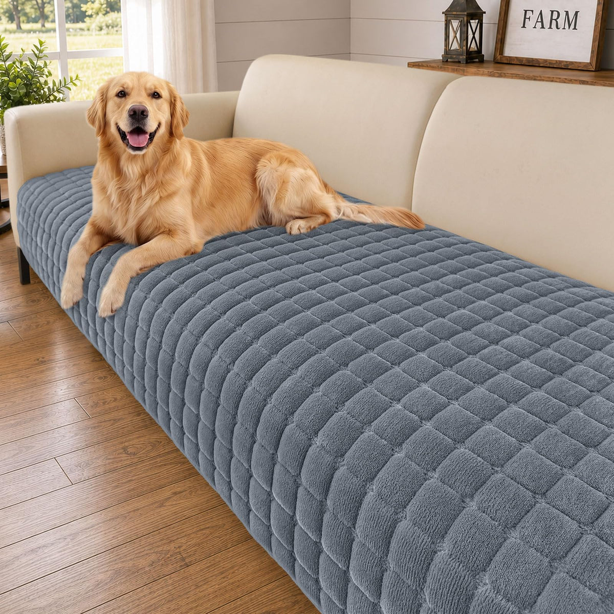 Smiry Velvet Couch Cover for Dogs, Non Slip Soft Sofa Protector for Pets