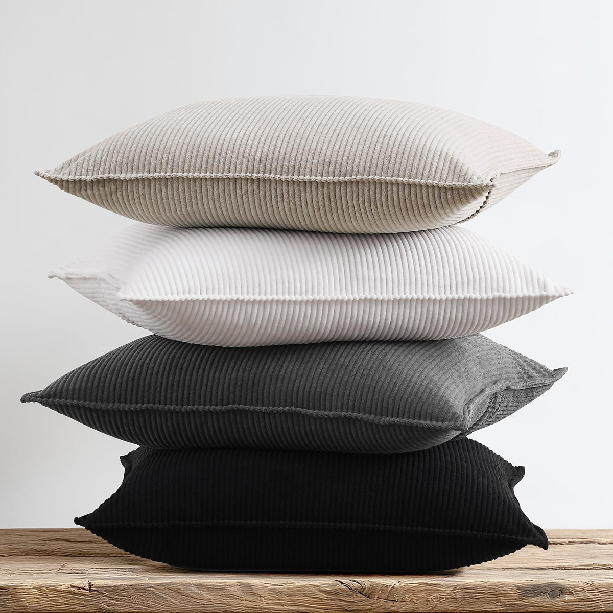 Pack of 4 Throw Pillow Covers Corduroy 18x18 Inch,Maillard Tones
