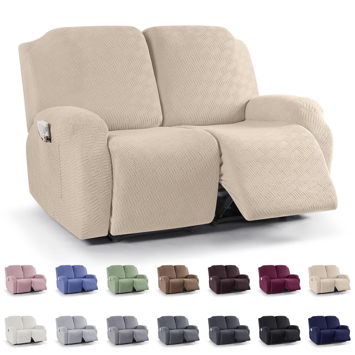 KinCam Recliner Sofa Covers, Stretch Reclining Cover, Dark Gray