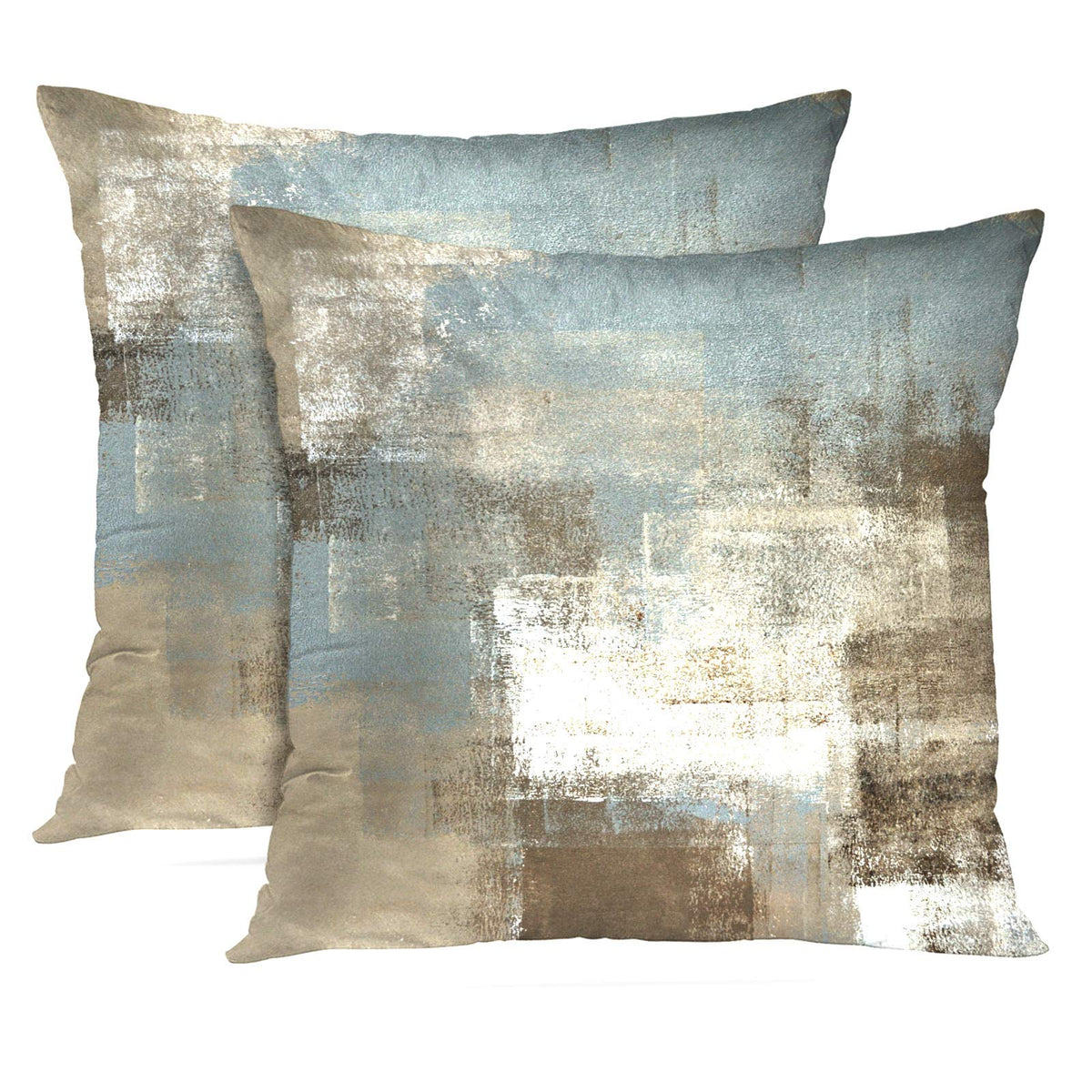 Britimes Throw Pillow Covers Set of 2, 18 x 18 Inch, Grey Brown Beige