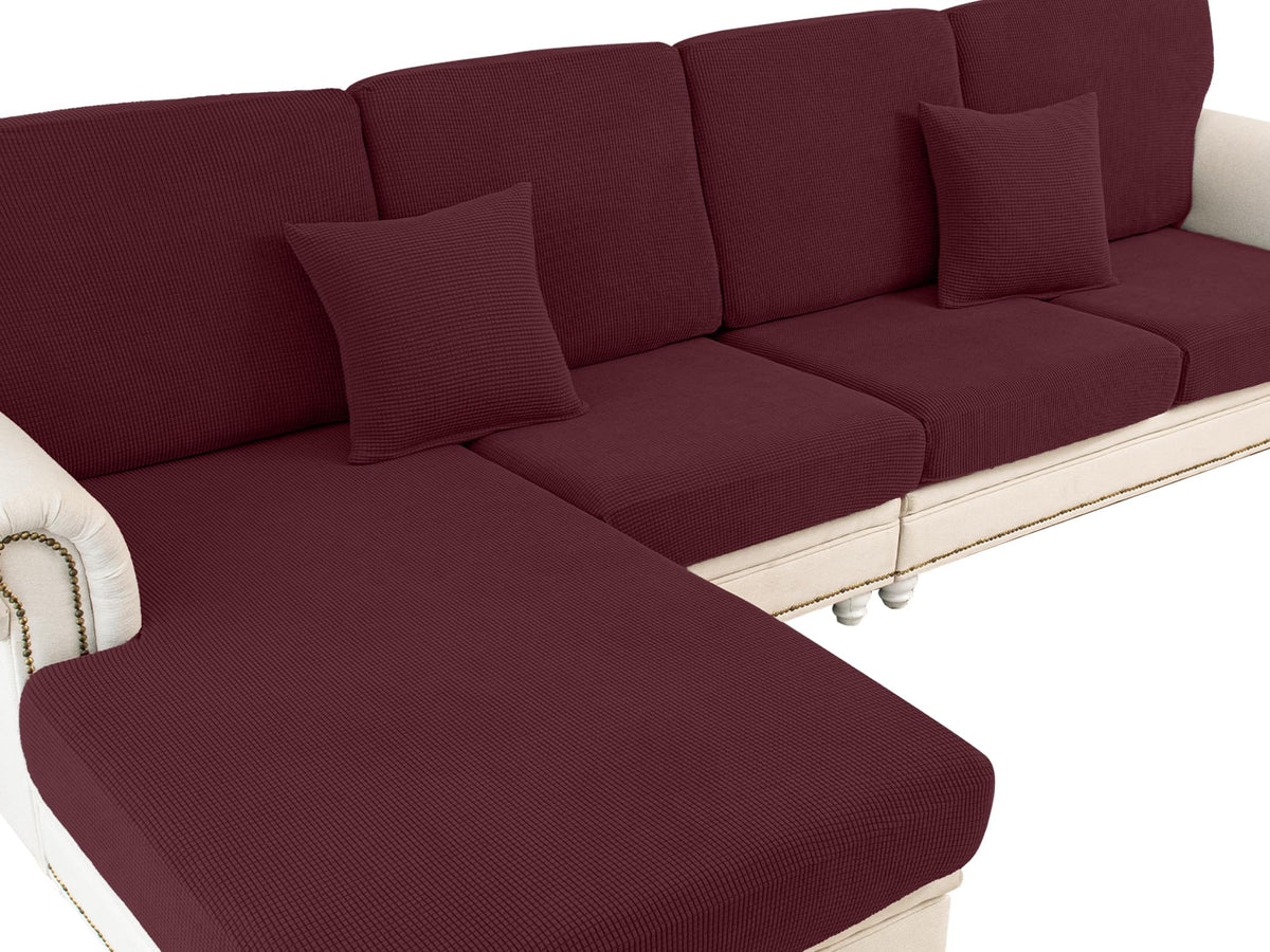 LA MEACK Couch Cushion Covers Seat Cushion Cover Stretch Couch Cover Separate Sectional Sofa Slipcovers Furniture Protector(3 Pieces for Seat or Sofa Backrest, Dark Grey)