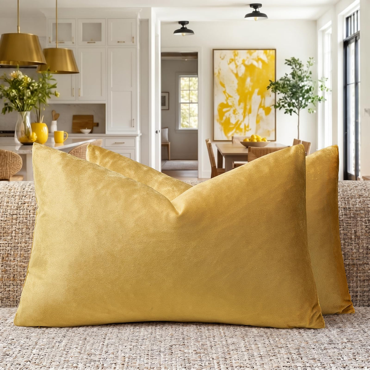 GIGIZAZA Gold Velvet Pillow Covers 18x18 Decorative Pillows Pack of 2