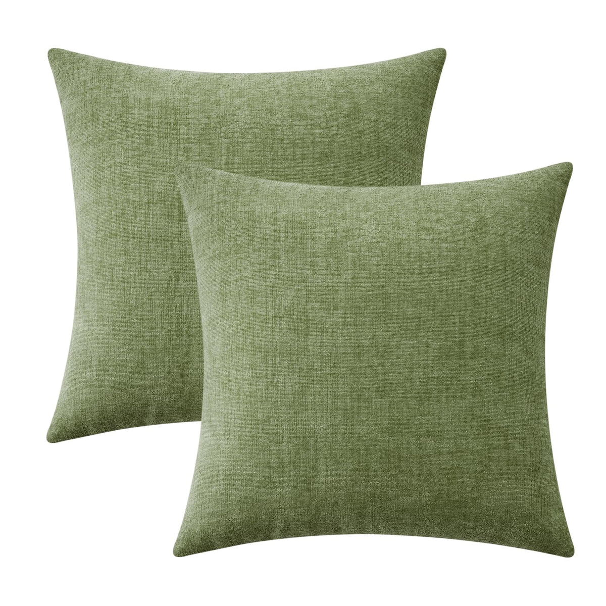 MIULEE Soft Chenille Throw Pillow Covers Sage Green 18x18 Inch Pack of 2