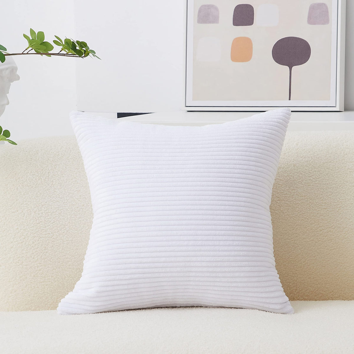 Home Brilliant Mustard Yellow Throw Pillow Cover 18x18 Decorative Plush Corduroy Striped Fall Decor Throw Pillow Cushion Cover for Couch Bed Decor, 18 x 18 (45x45), Sunflower Yellow