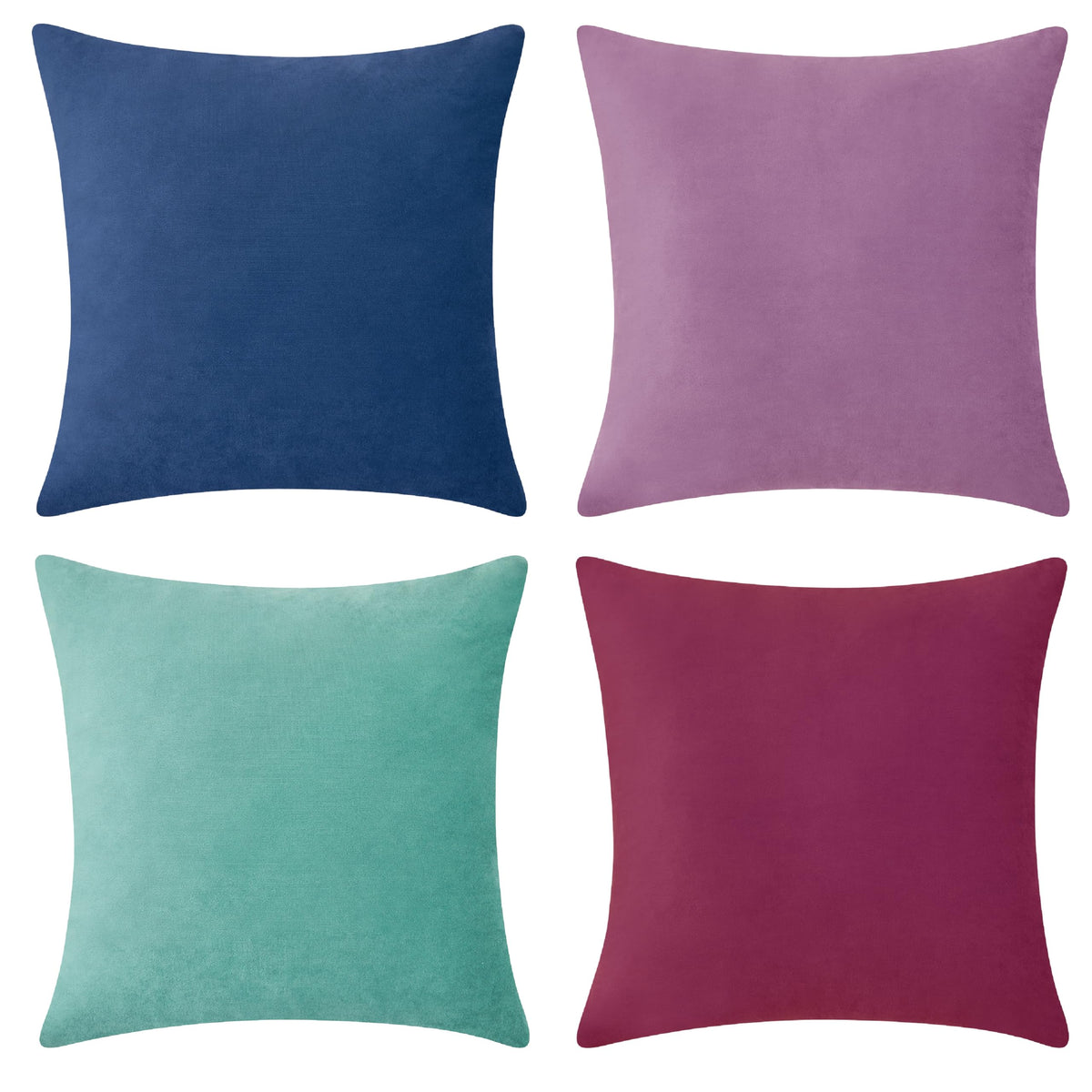 MONDAY MOOSE Decorative Throw Pillow Covers Cushion Cases, Set of 4 Soft Velvet Modern Designs, Mix and Match for Home Decor, Pillow Inserts Not Included (18x18 inch, Orange/Teal)