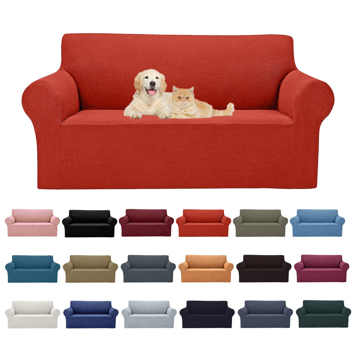 Cupuamon 2026 New Stretch Sofa Slipcovers Couch Cover for 3 Cushion Furniture Protector Sofa Covers with Elastic Bottom Jacquard Fabric Small Checks for Pets, Kids -Sofa, Black