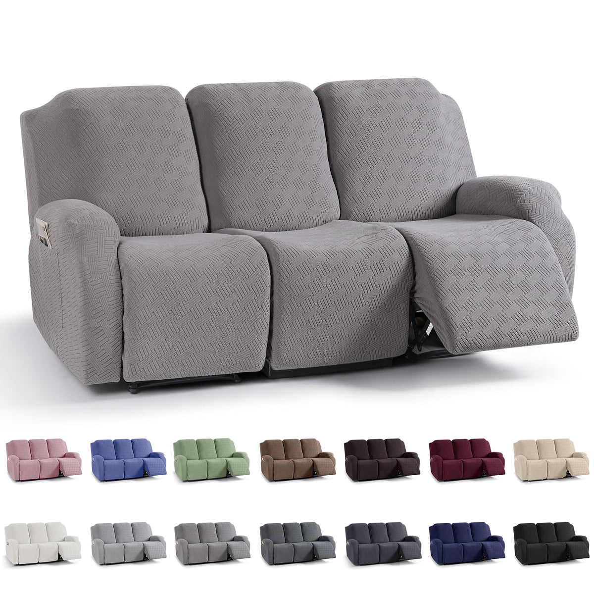 KinCam Recliner Sofa Covers, Stretch Reclining Cover, Dark Gray