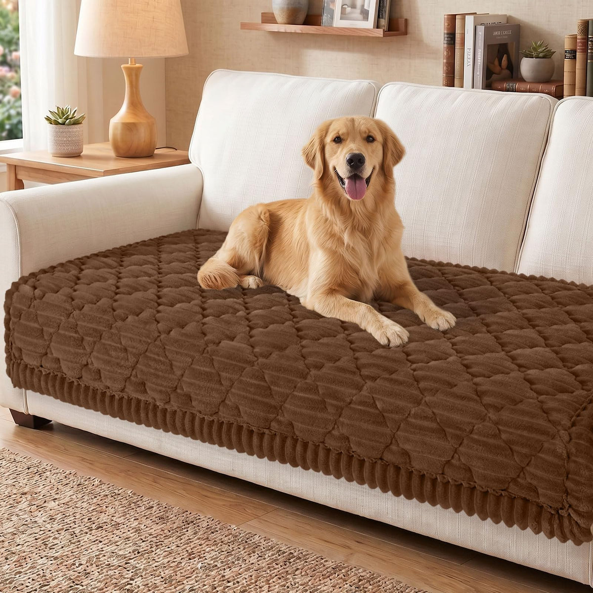 Smiry Couch Cover for Dogs Washable, Non Slip Fuzzy Pet Sofa Protector