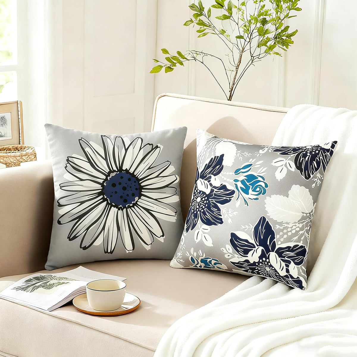 Decorative Boho Farmhouse Throw Pillow Covers 18x18 inch Set of 4