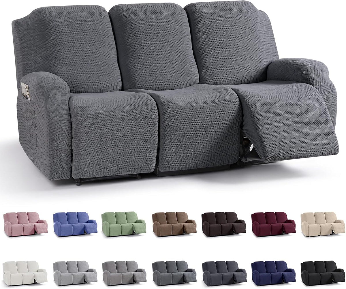 KinCam Recliner Sofa Covers, Stretch Reclining Cover, Dark Gray