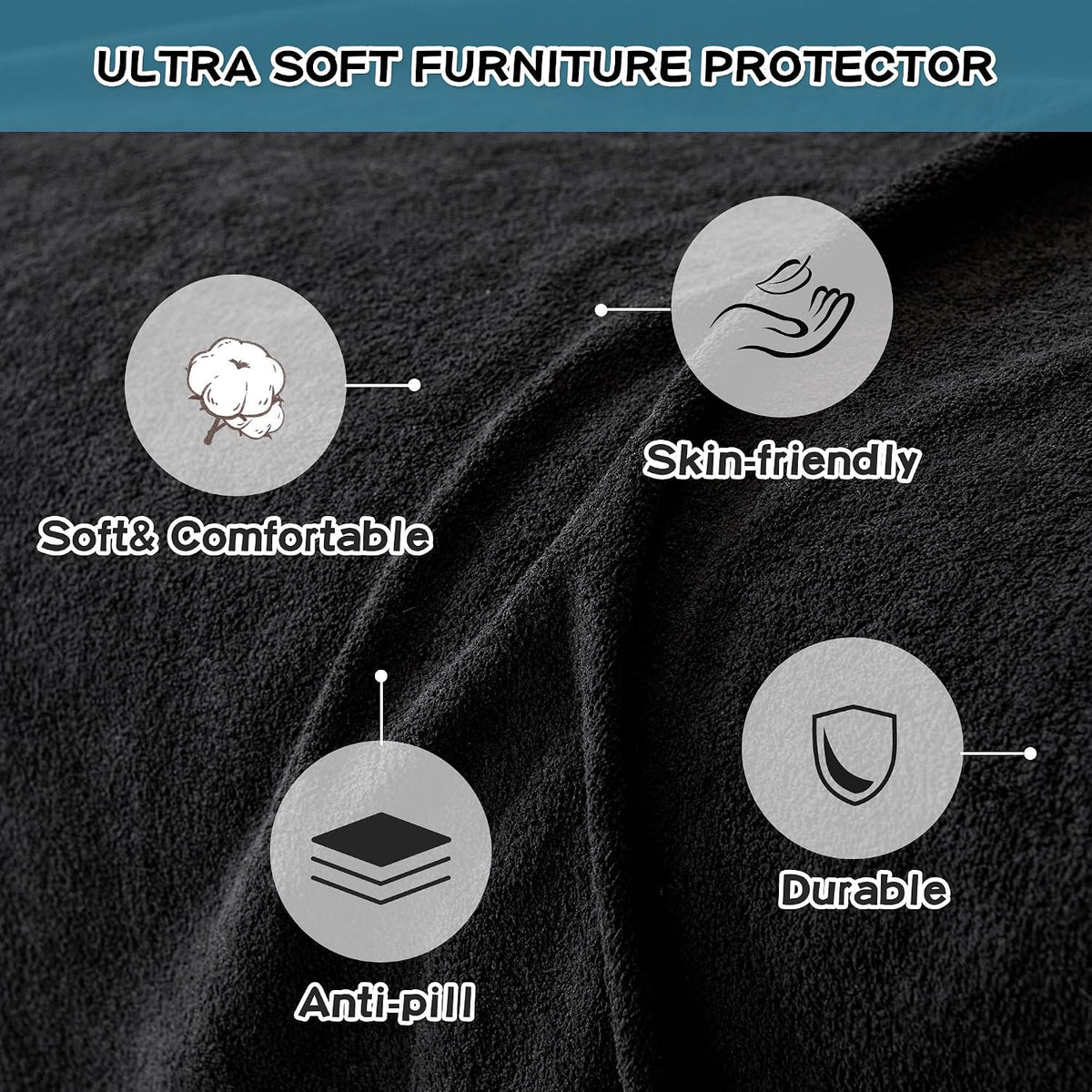 MYSKY HOME Sectional Couch Cover for Dogs, 2 Pieces Couch Covers for L Shape Sofa, Sofa Cover Washable, Furniture Protector Chaise Lounge Cover for 2-3 Cushion Couch (71"x118"+71"x118", Black)
