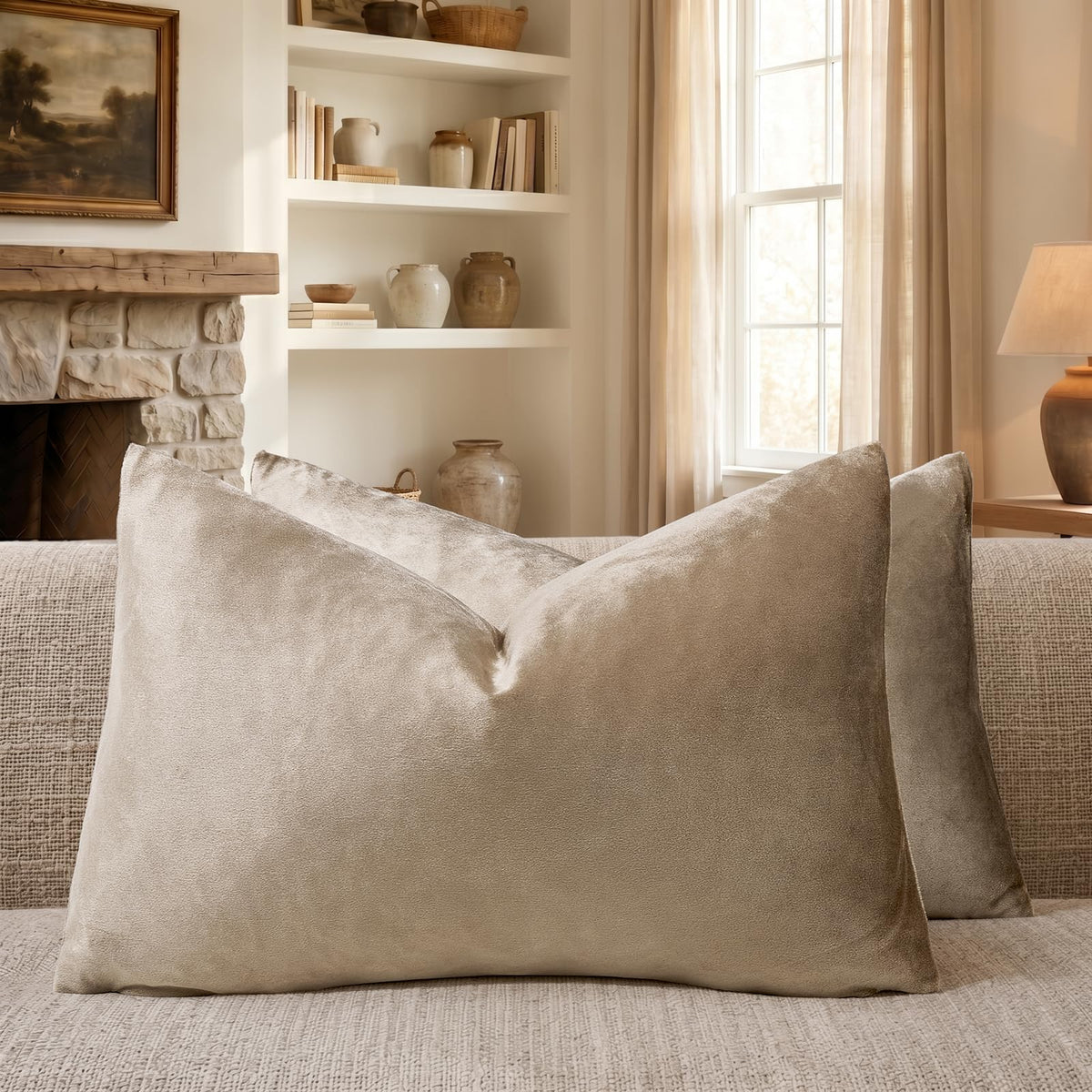 GIGIZAZA Gold Velvet Pillow Covers 18x18 Decorative Pillows Pack of 2
